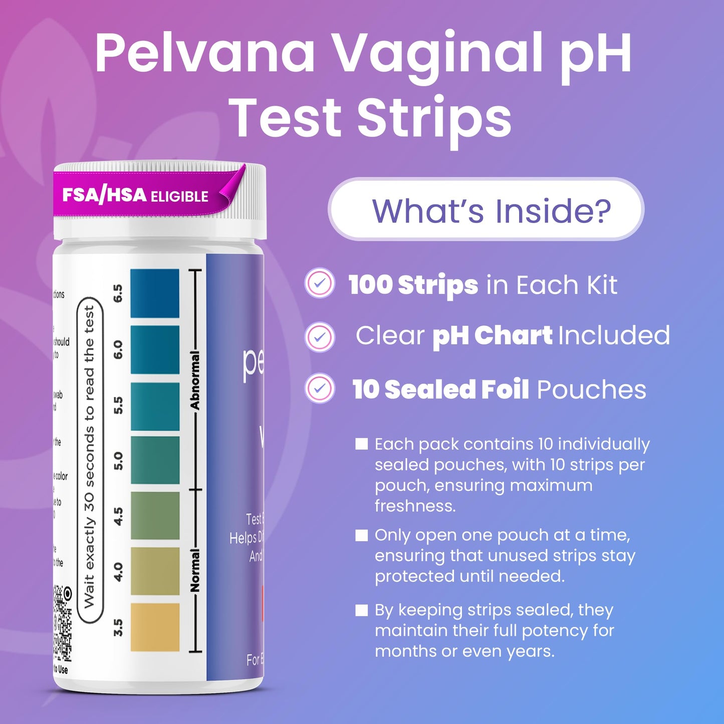Vaginal pH Test Strips for Women (100‑count Pack)