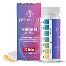 Load image into Gallery viewer, Pelvana Vaginal pH Test Strips for Women – 50 Strips, at-Home BV and Yeast Infection Test Kit, Vaginal pH Tester to Differentiate Between Conditions
