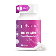 Load image into Gallery viewer, Pelvana Boric Acid Suppositories for Women 60 Count - for Vaginal Odor &amp; Freshness, Feminine Hygiene &amp; Wellness - Third-Party Lab Verified &amp; Bottled in The USA - Feminine Health Odor Solution
