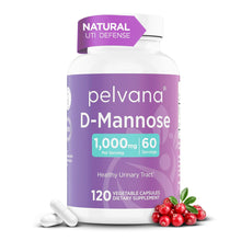 Load image into Gallery viewer, Pelvana D-Mannose 120 Capsules (500mg Each) – 1000mg per Serving – Assists &amp; Maintains Healthy Urinary Tract, Flushes Impurities, Pure Ingredients, Gluten-Free – Third-Party Lab Tested, Made in USA
