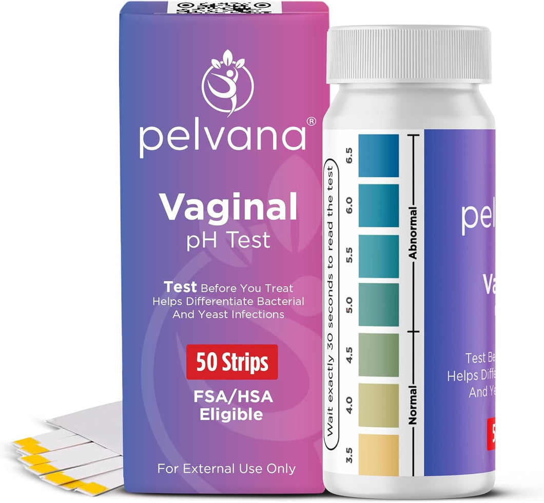 Pelvana Vaginal pH Test Strips for Women – 50 Strips, at-Home BV and Yeast Infection Test Kit, Vaginal pH Tester to Differentiate Between Conditions