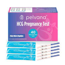 Load image into Gallery viewer, Pelvana HCG Pregnancy Test Strips 40 Count - Accurate Results in 5 Minutes, Easy to Use at Home, Value Pack Ideal for Women Trying to Conceive Naturally &amp; Needing to Test Often - Bulk Pregnancy Tests
