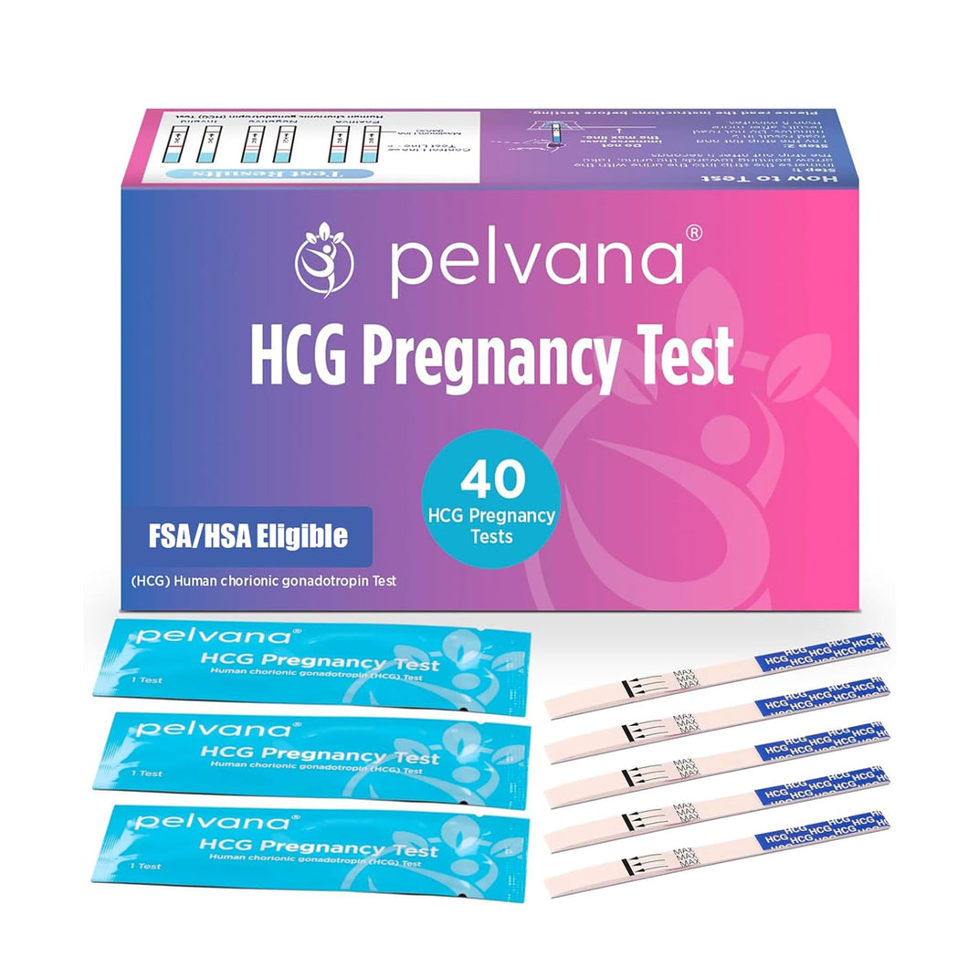 Pelvana HCG Pregnancy Test Strips 40 Count - Accurate Results in 5 Minutes, Easy to Use at Home, Value Pack Ideal for Women Trying to Conceive Naturally & Needing to Test Often - Bulk Pregnancy Tests