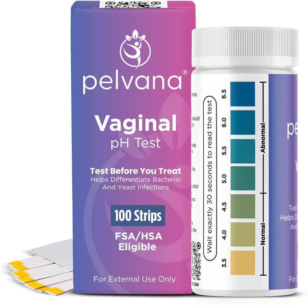 Pelvana Vaginal pH Test Strips for Women – 100 Strips, at-Home BV and Yeast Infection Test Kit, Vaginal pH Tester to Differentiate Between Conditions