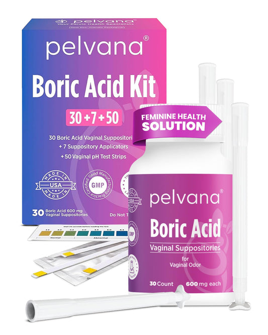 Boric Acid Suppositories for Women (37 Applicators + 50 Strips Pack)