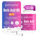 Pelvana Boric Acid Suppositories - 60 Count + 15 Applicators