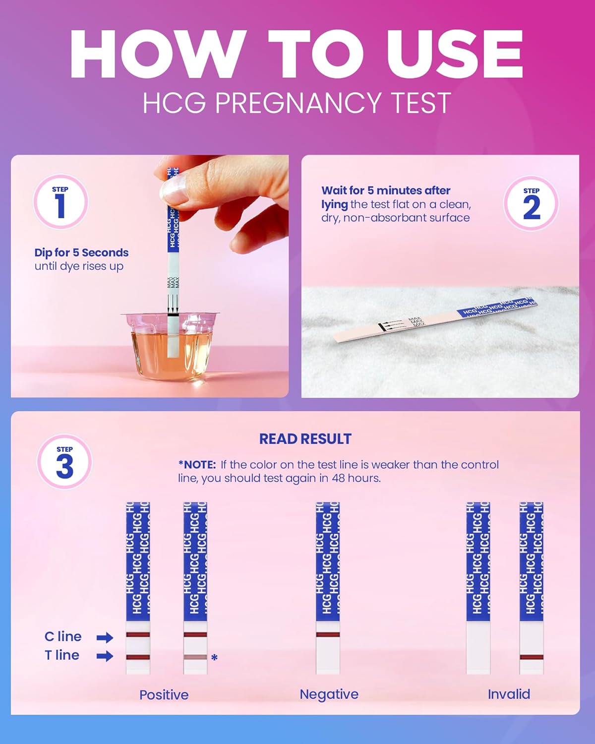 HCG Pregnancy Test Strips for Women (20-count Pack)