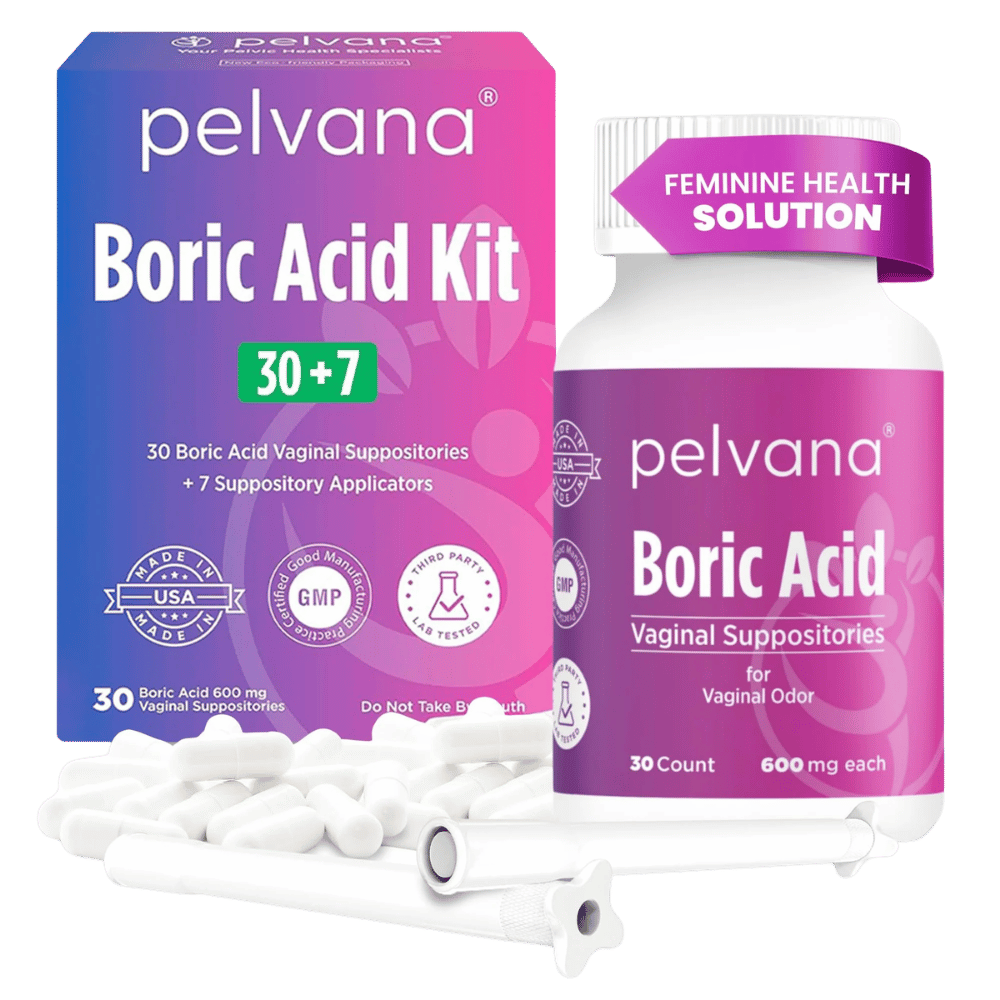 Pelvana Boric Acid Suppositories - 30 Count + 7 Applicators
