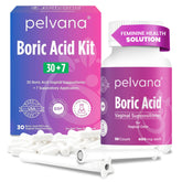 Pelvana Boric Acid Suppositories for Women - 30 Count + 7 Applicators