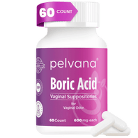 Pelvana Boric Acid Suppositories for Women - 60 Count