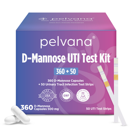 Pelvana D-Mannose UTI Kit for Women - 360 Capsules + 50 UTI Tests