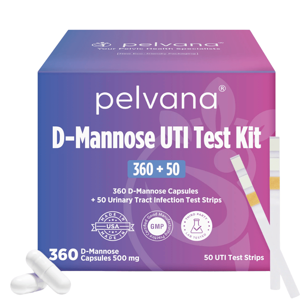 Pelvana D-Mannose UTI Kit for Women - 360 Capsules + 50 UTI Tests