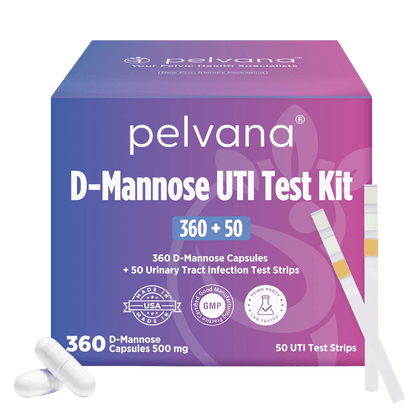 Pelvana D-Mannose UTI Kit for Women - 360 Capsules + 50 UTI Tests