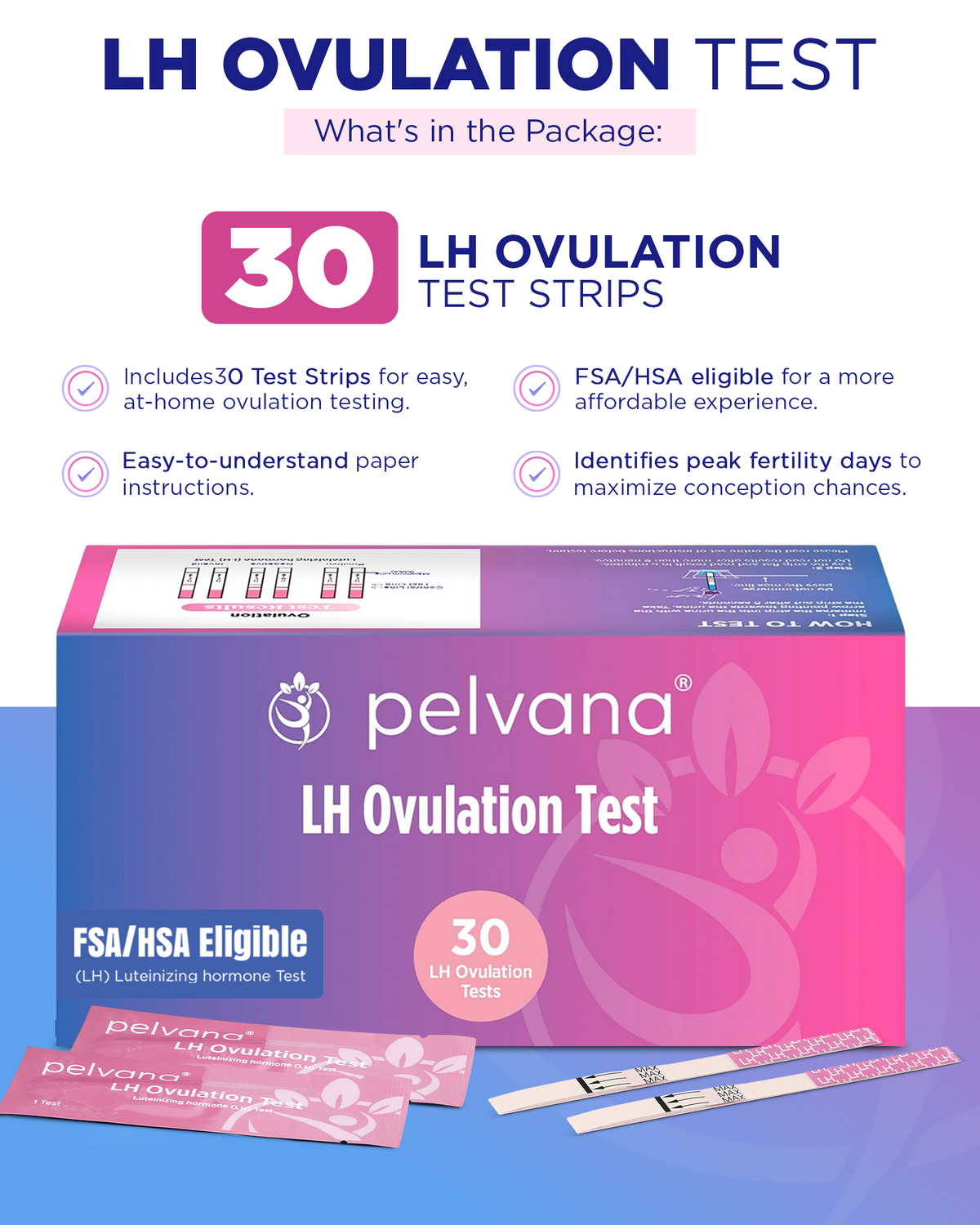 Pelvana Ovulation Test Strips for Women - 30 Tests - Case Packs