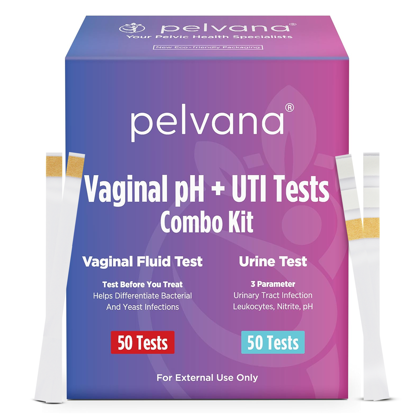 Pelvana Vaginal pH + UTI Tests Combo Kit - 100 Tests