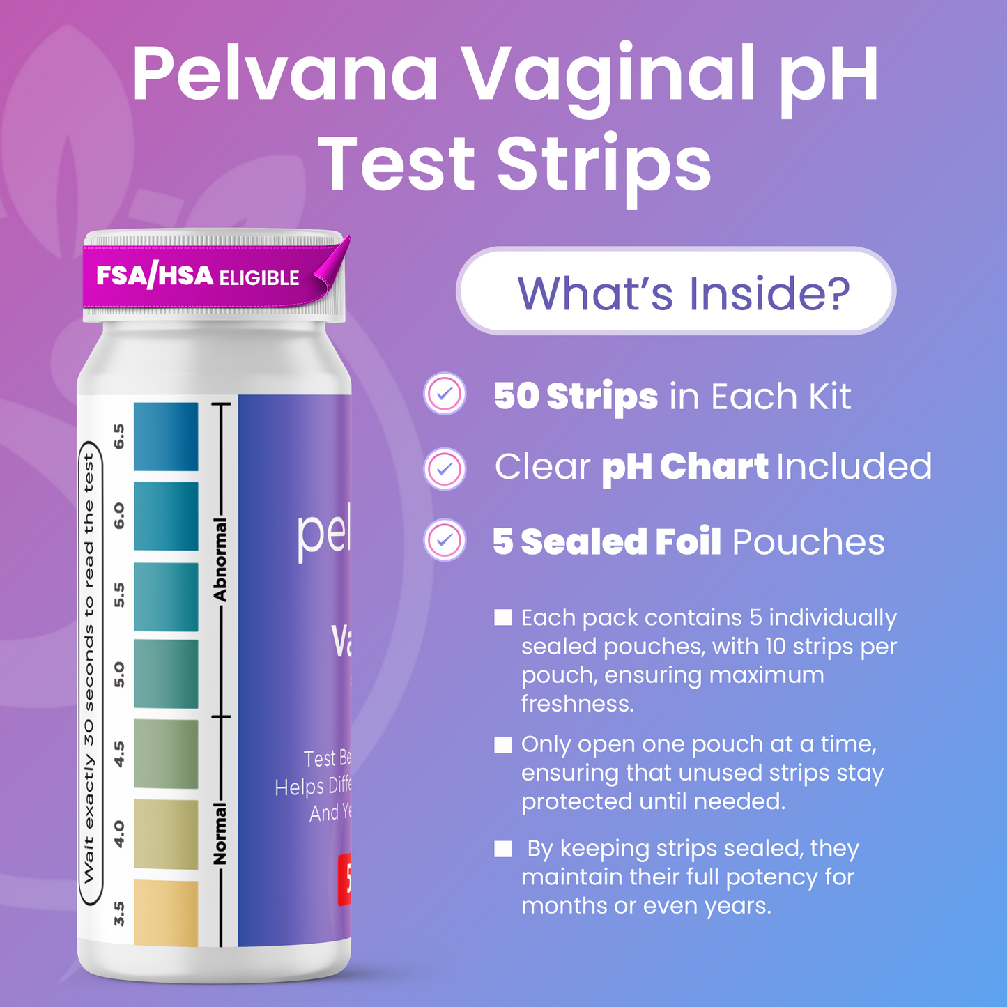 Pelvana Vaginal pH + UTI Tests Combo Kit - 100 Tests - Case Packs